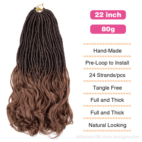 22 Inch Straight Goddess Locs with Curly Ends for Black Women Synthetic Crochet Hair Braiding Goddess Faux Locs Crochet Hair